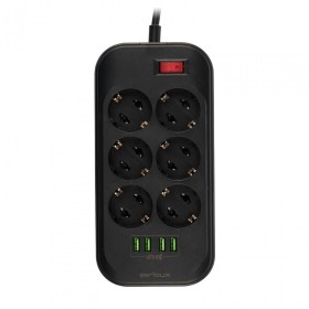 Prelungitor cu protectie Serioux, 6 prize schuko, input 100-240V, 5...